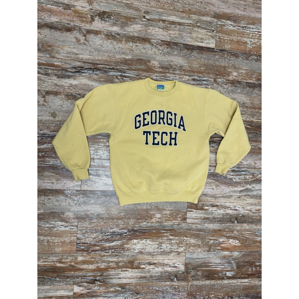 Vintage 90's Champion Georgia Tech Evo-Fleece Sweatshirt Size Medium Yellow